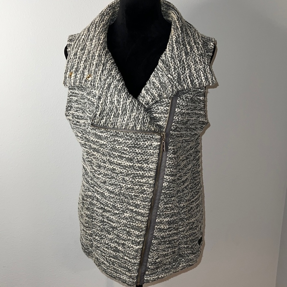 Calvin Klein Performance heather gray moto zip up vest Sz S